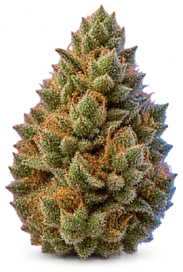 AI-generated illustration of a cannabis flower for the Mean Green page, not a photo of the strain