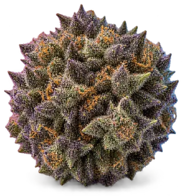 AI-generated illustration of a cannabis flower for the Purple Alien page, not a photo of the strain