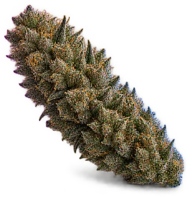 AI-generated illustration of a cannabis flower for the Rebel Hammer OG page, not a photo of the strain