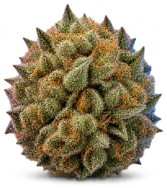 AI-generated illustration of a cannabis flower for the Royale With Cheese page, not a photo of the strain