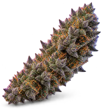 AI-generated illustration of a cannabis flower for the Sour Strawberry page, not a photo of the strain