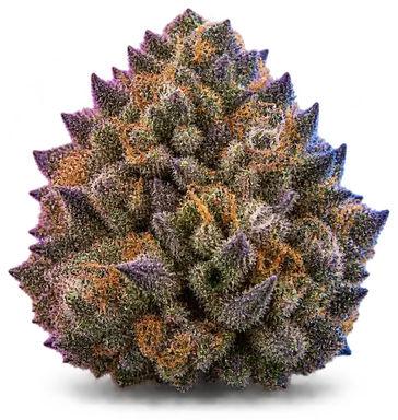 AI-generated illustration of a cannabis flower for the Strawberry Glue page, not a photo of the strain
