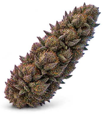 AI-generated illustration of a cannabis flower for the Strawberry Pie page, not a photo of the strain